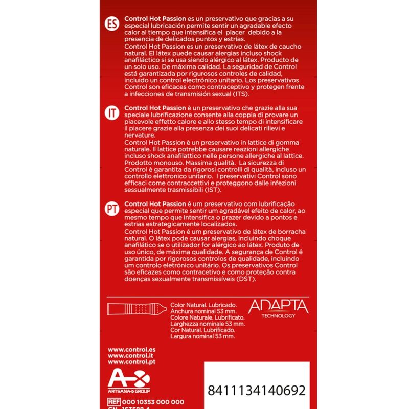 CONTROL – HOT PASSION WARMING EFFECT 10 UNITS