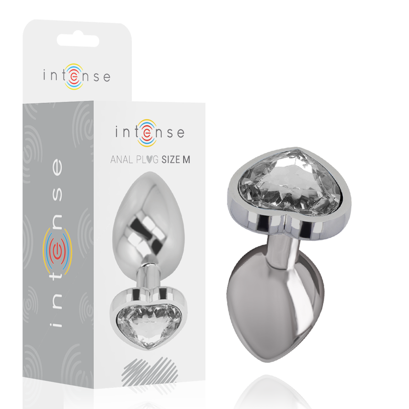 INTENSE – ALUMINUM METAL ANAL PLUG WHITE HEART SIZE M