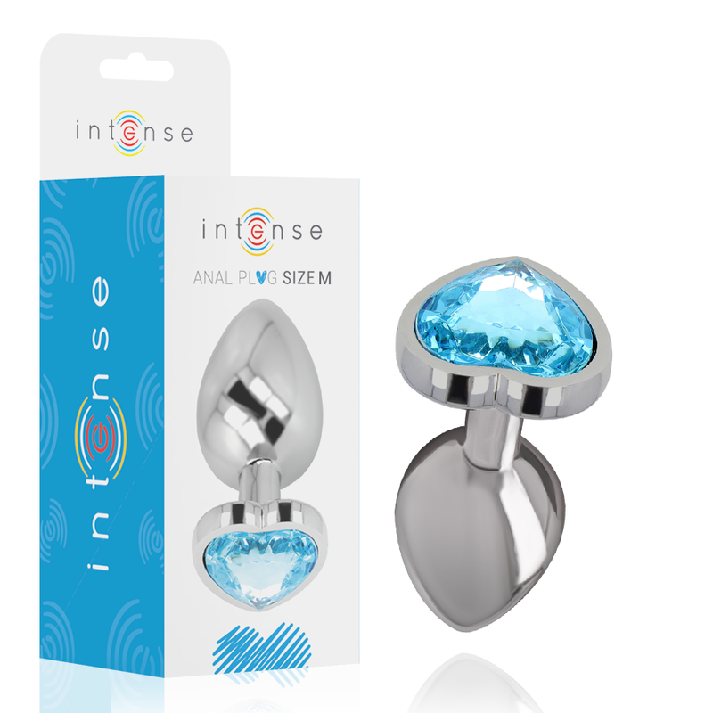 INTENSE – ALUMINUM METAL ANAL PLUG BLUE HEART SIZE M