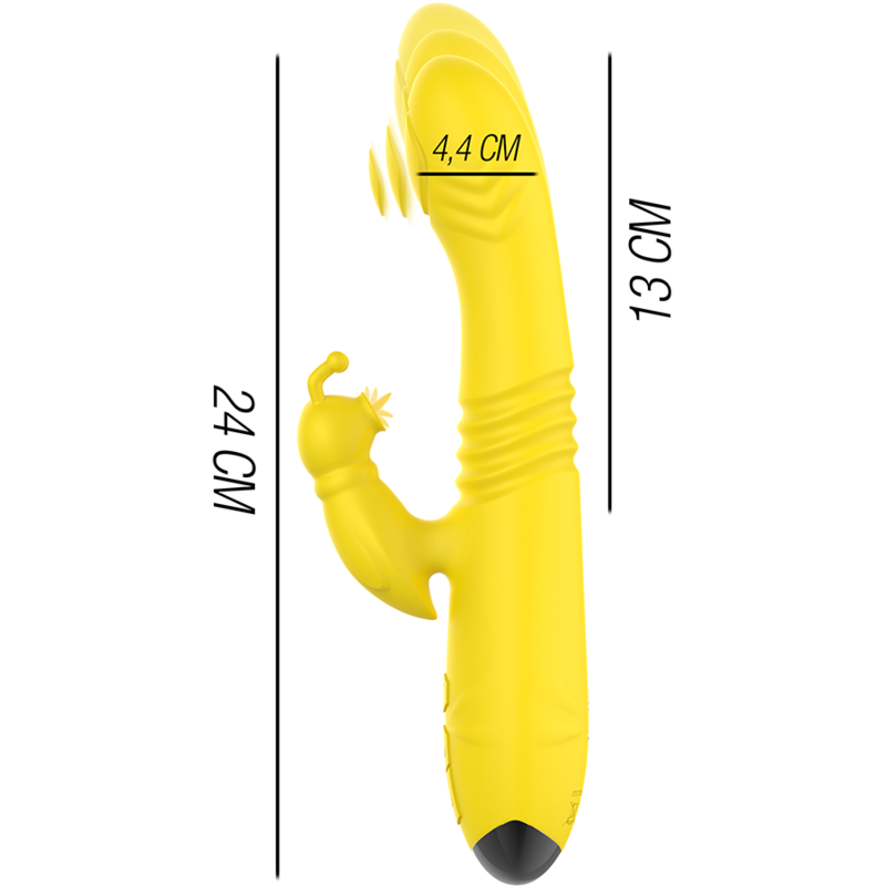INTENSE - TOKY MULTIFUNCTION VIBRATOR UP  DOWN WITH CLITORAL STIMULATOR YELLOW - Image 3