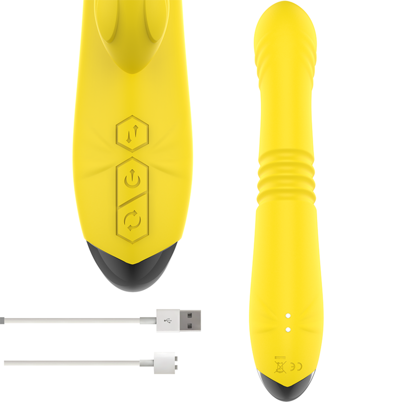 INTENSE - TOKY MULTIFUNCTION VIBRATOR UP  DOWN WITH CLITORAL STIMULATOR YELLOW - Image 4