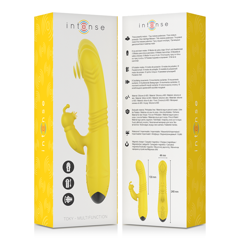 INTENSE - TOKY MULTIFUNCTION VIBRATOR UP  DOWN WITH CLITORAL STIMULATOR YELLOW - Image 5