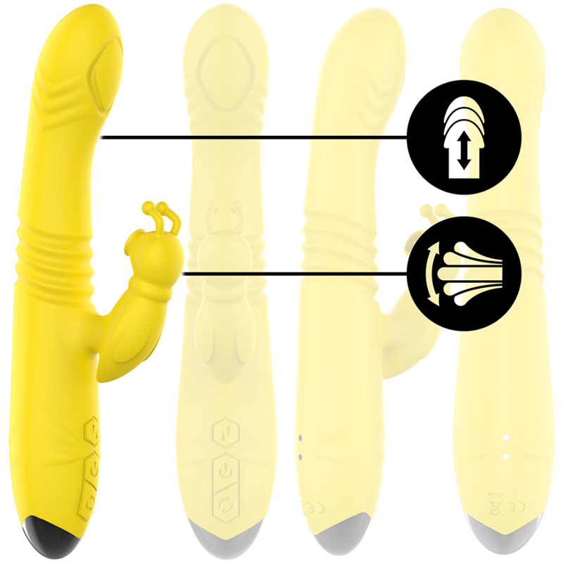 INTENSE – TOKY MULTIFUNCTION VIBRATOR UP  DOWN WITH CLITORAL STIMULATOR YELLOW