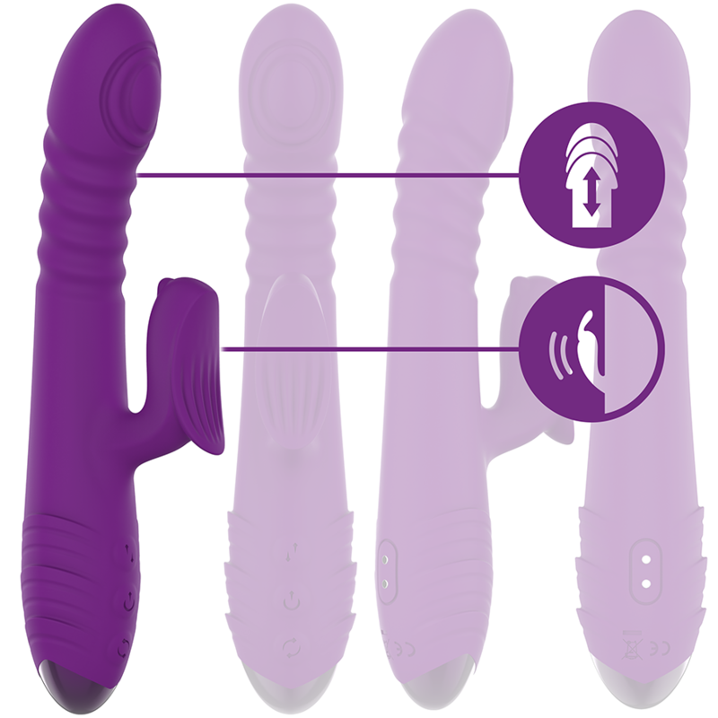 INTENSE – IGGY MULTIFUNCTION RECHARGEABLE VIBRATOR UP  DOWN WITH CLITORAL STIMULATOR PURPLE