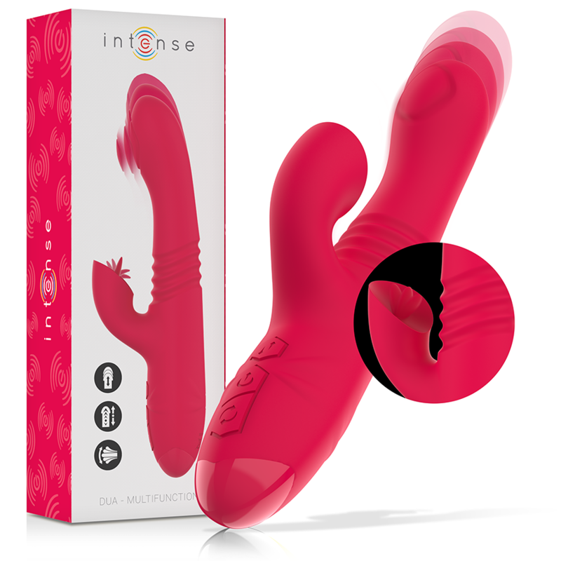 INTENSE – DUA MULTIFUNCTION RECHARGEABLE UP  DOWN VIBRATOR WITH RED TONGUE