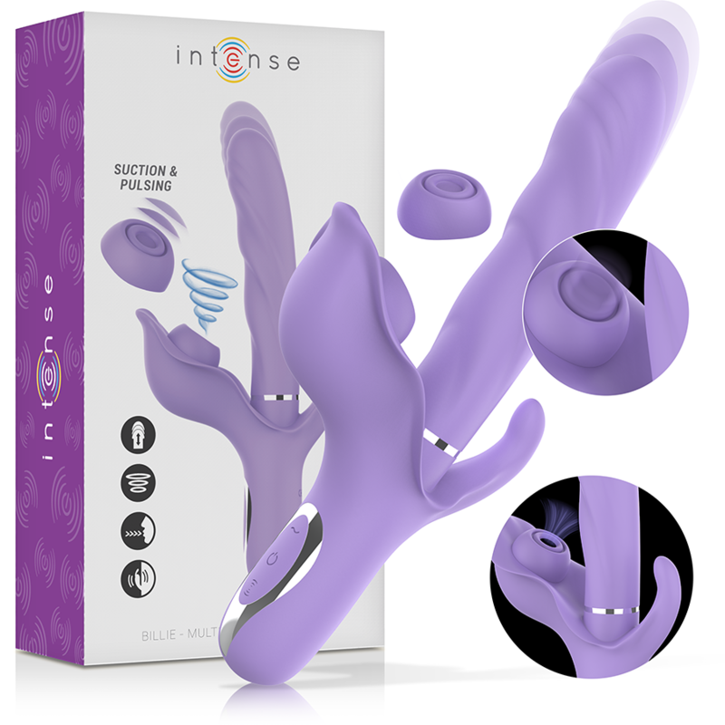 INTENSE – BILLIE MULTIFUNCTIONAL RECHARGEABLE SUCTION VIBRATOR WITH PURPLE PUSH BUTTON