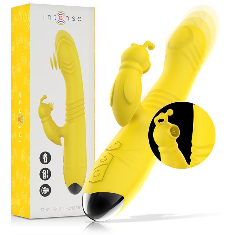 INTENSE – TOKY MULTIFUNCTION VIBRATOR UP  DOWN WITH CLITORAL STIMULATOR YELLOW