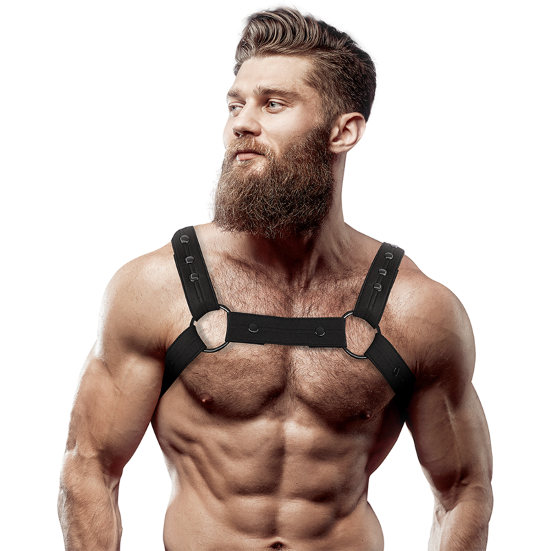 FETISH SUBMISSIVE ATTITUDE – ADJUSTABLE NEOPRENE CHEST SPORTS HARNESS FOR MEN