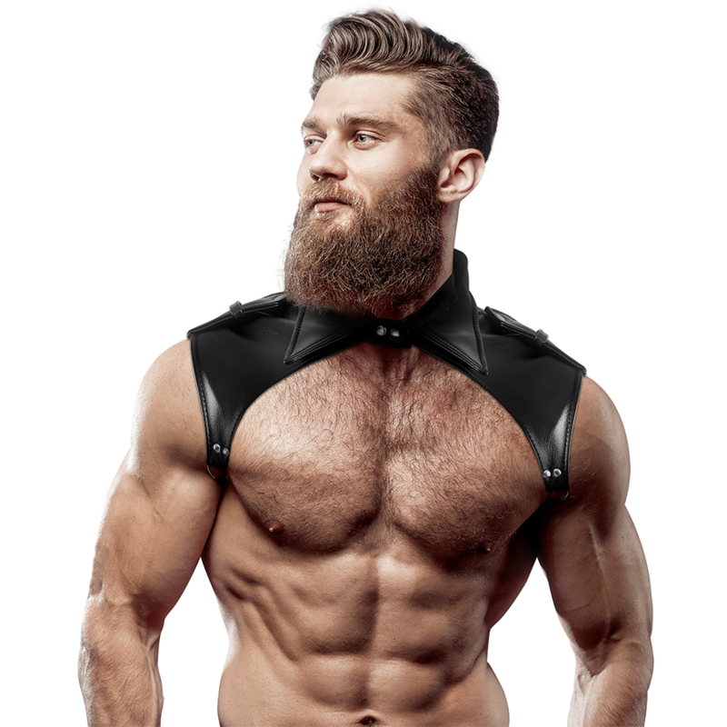 FETISH SUBMISSIVE ATTITUDE – MENS BRIGADE ADJUSTABLE ECO-LEATHER NECK HARNESS