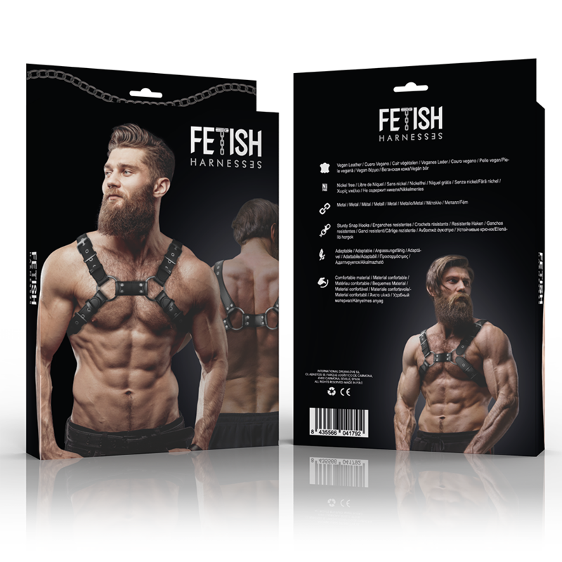 FETISH SUBMISSIVE ATTITUDE – MENS ADJUSTABLE ECO-LEATHER CHEST BULLDOG HARNESS