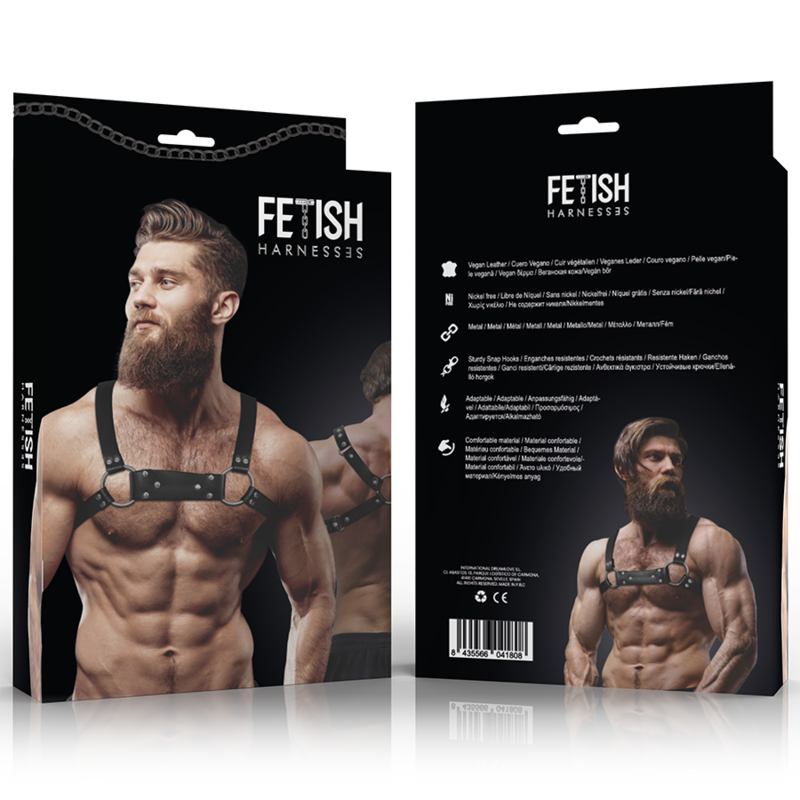 FETISH SUBMISSIVE ATTITUDE – MENS ECO-LEATHER BULLDOG CHEST HARNESS SIZE M/L