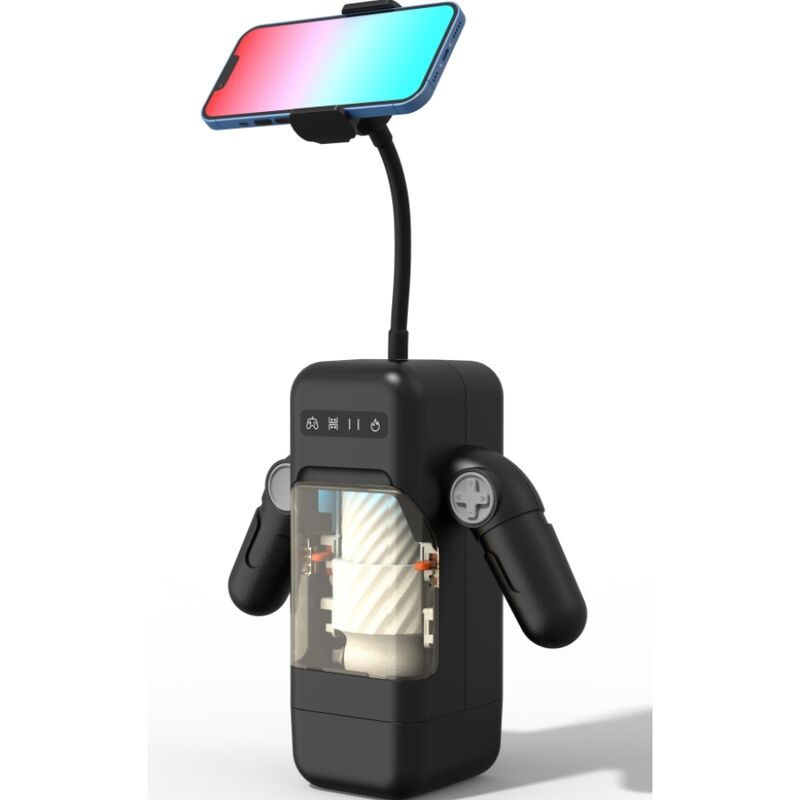 GAME CUP – THRUSTING VIBRATION MASTURBATOR WITH HEATING FUNCTION AND MOBILE SUPPORT – BLACK