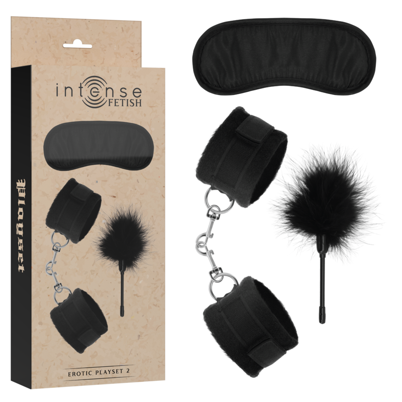INTENSE – FETISH EROTIC PLAYSET 2 WITH HANDCUFFS, BLIND MASK AND TICKLER
