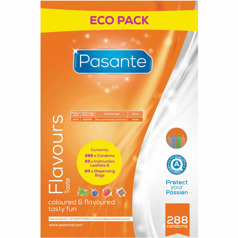 PASANTE – CONDOMS ECO PACK FLAVORS BAG 288 UNITS
