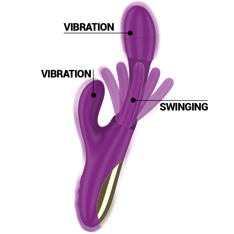 INTENSE - APOLO RECHARGEABLE MULTIFUNCTION VIBRATOR 7 VIBRATIONS WITH SWINGING MOTION PURPLE - Image 3