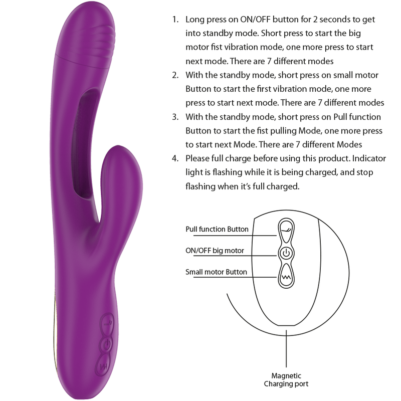 INTENSE - APOLO RECHARGEABLE MULTIFUNCTION VIBRATOR 7 VIBRATIONS WITH SWINGING MOTION PURPLE - Image 5
