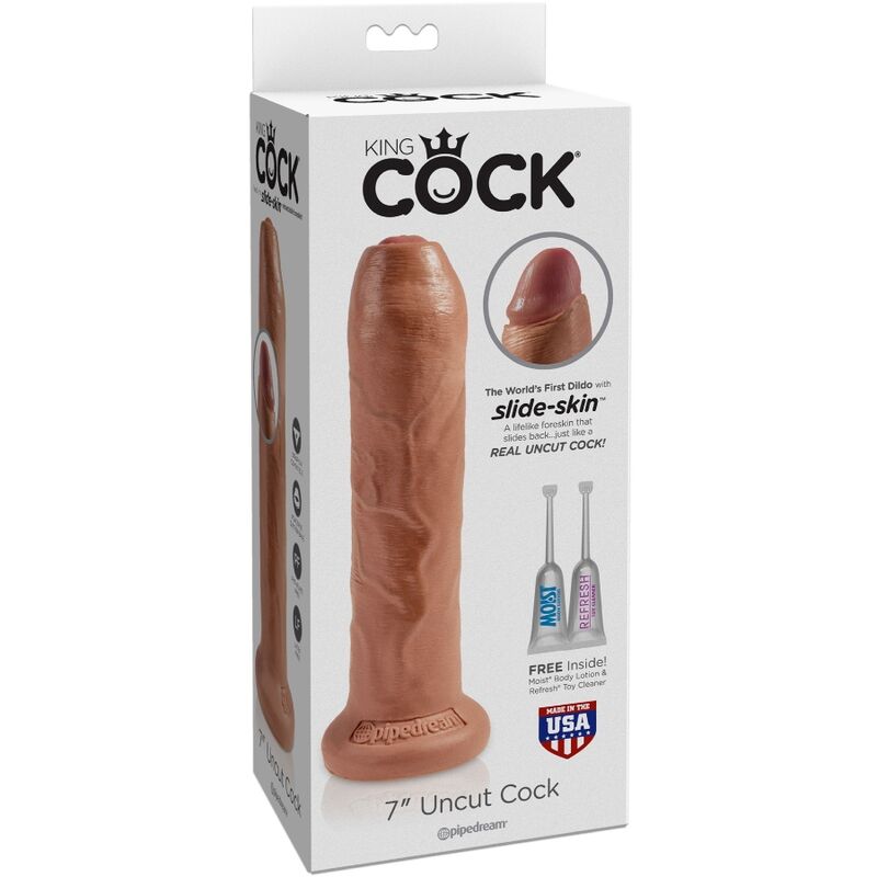 KING COCK - UNCUT REALISTIC PENIS 17.8 CM CARAMEL - Image 3