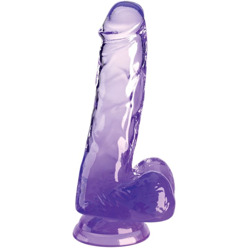 KING COCK – CLEAR REALISTIC PENIS WITH BALLS 13.5 CM PURPLE