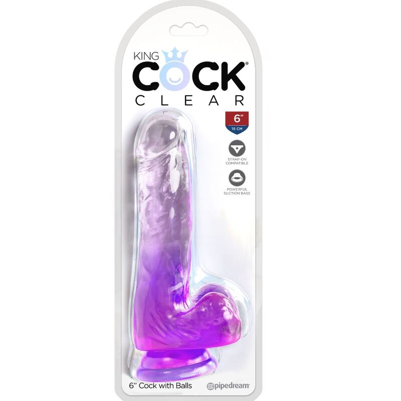 KING COCK – CLEAR REALISTIC PENIS WITH BALLS 13.5 CM PURPLE