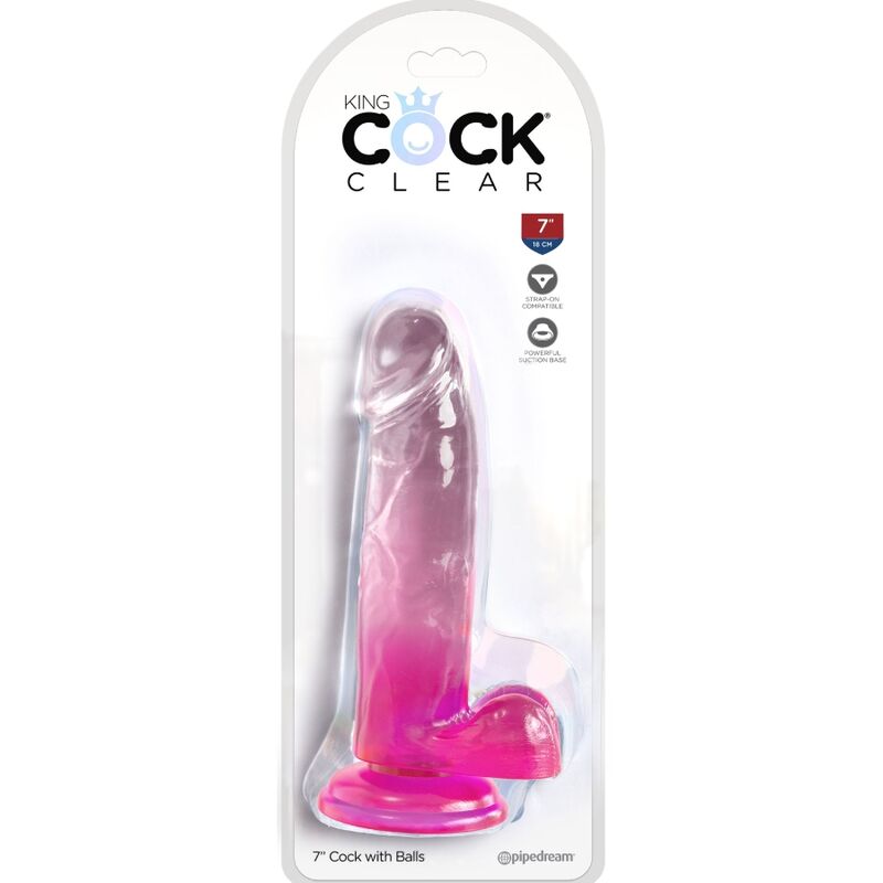 KING COCK – CLEAR REALISTIC PENIS WITH BALLS 15.2 CM PINK