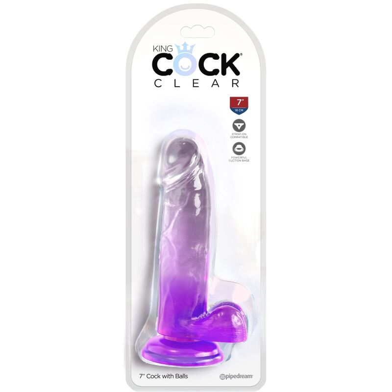 KING COCK – CLEAR REALISTIC PENIS WITH BALLS 15.2 CM PURPLE