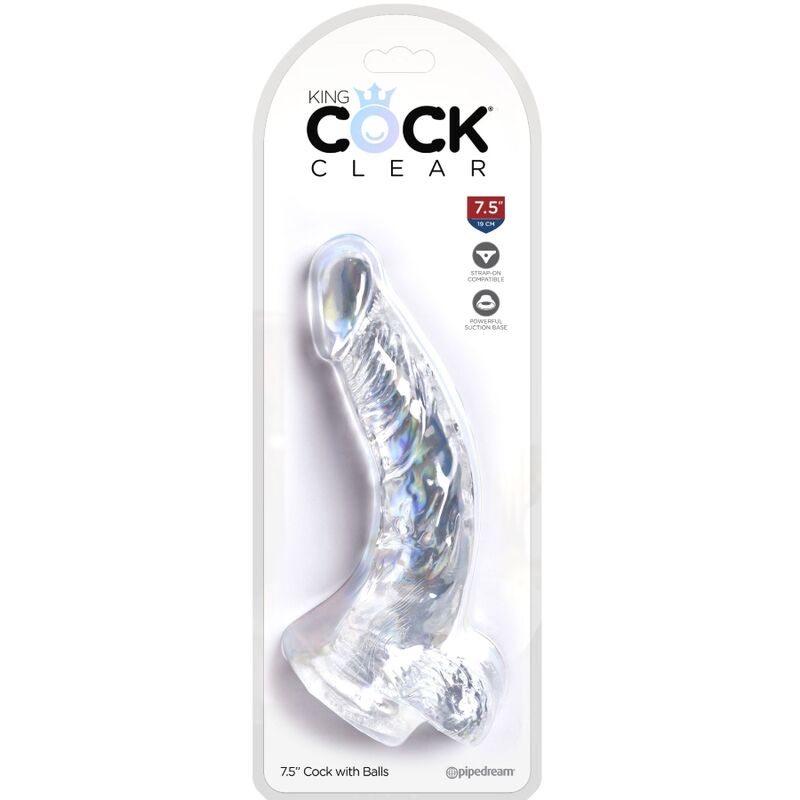 KING COCK - CLEAR REALISTIC CURVED PENIS WITH BALLS 16.5 CM TRANSPARENT - Image 4