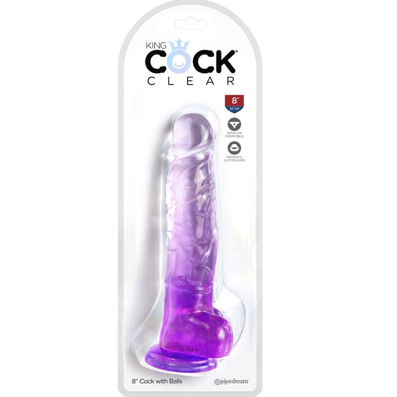 KING COCK – CLEAR REALISTIC PENIS WITH BALLS 16.5 CM PURPLE