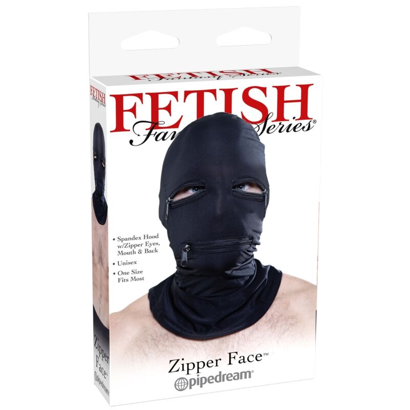FETISH FANTASY SERIES – HOOD WITH ZIPPERS BLACK