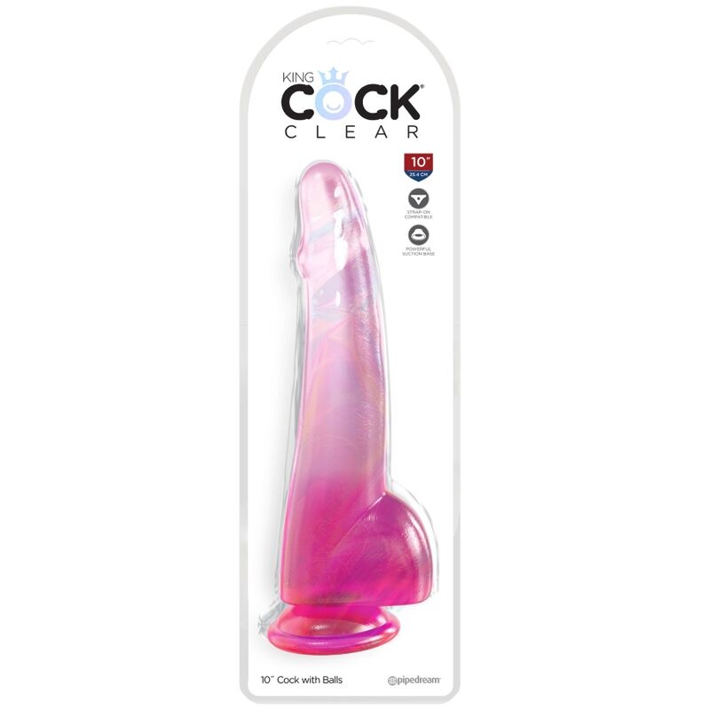 KING COCK – CLEAR DILDO WITH TESTICLES 19 CM PINK