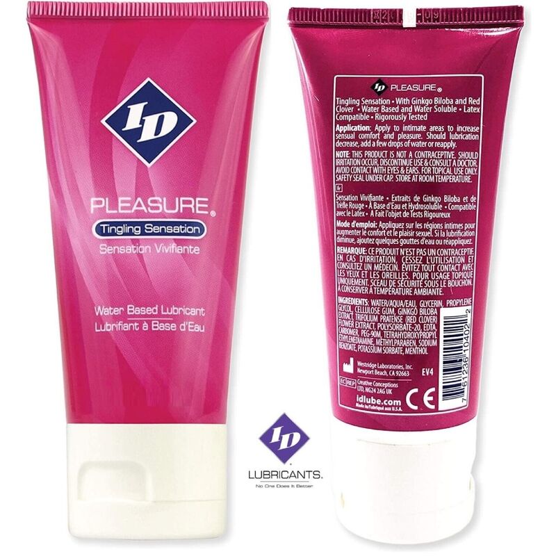 ID PLEASURE – WATER BASED LUBRICANT TINGING SENSATION TRAVEL TUBE 60 ML