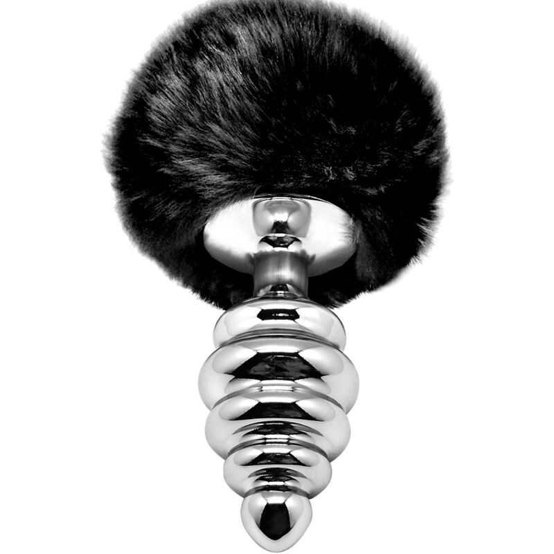 ALIVE – ANAL PLEASURE PLUG SPIRAL METAL FLUFFY BLACK SIZE M