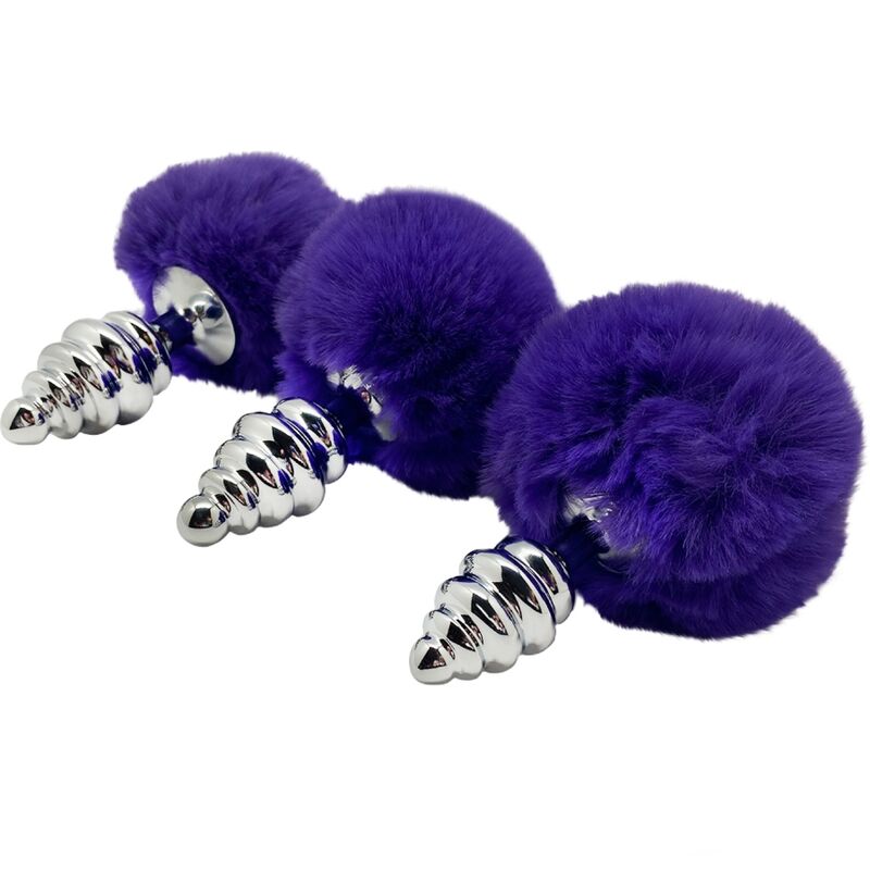 ALIVE - ANAL PLEASURE PLUG SPIRAL METAL FLUFFY DARK VIOLET SIZE M - Image 4