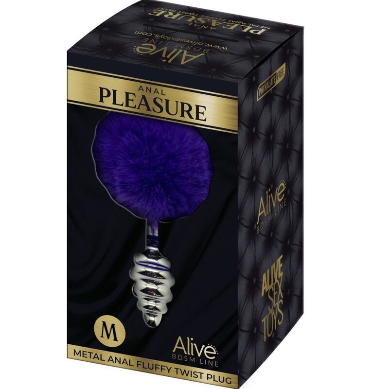ALIVE - ANAL PLEASURE PLUG SPIRAL METAL FLUFFY DARK VIOLET SIZE M - Image 5