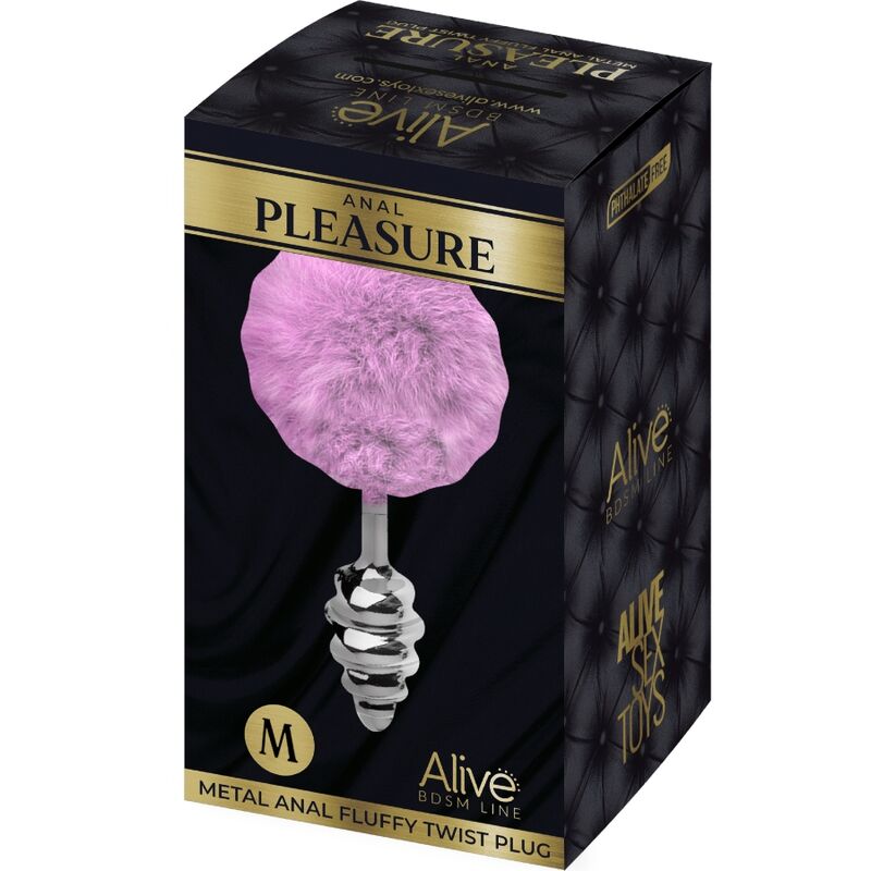 ALIVE - ANAL PLEASURE PLUG SPIRAL METAL FLUFFY VIOLET SIZE M - Image 4