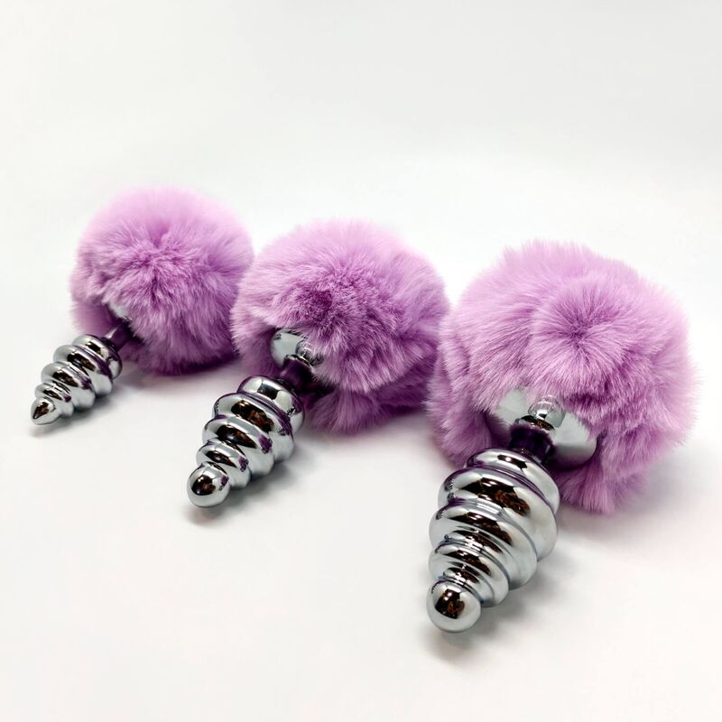 ALIVE - ANAL PLEASURE PLUG SPIRAL METAL FLUFFY VIOLET SIZE M - Image 3