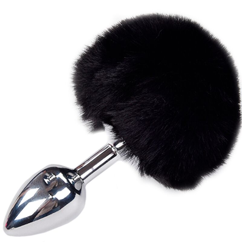 ALIVE – ANAL PLEASURE PLUG SMOOTH METAL FLUFFY BLACK SIZE S