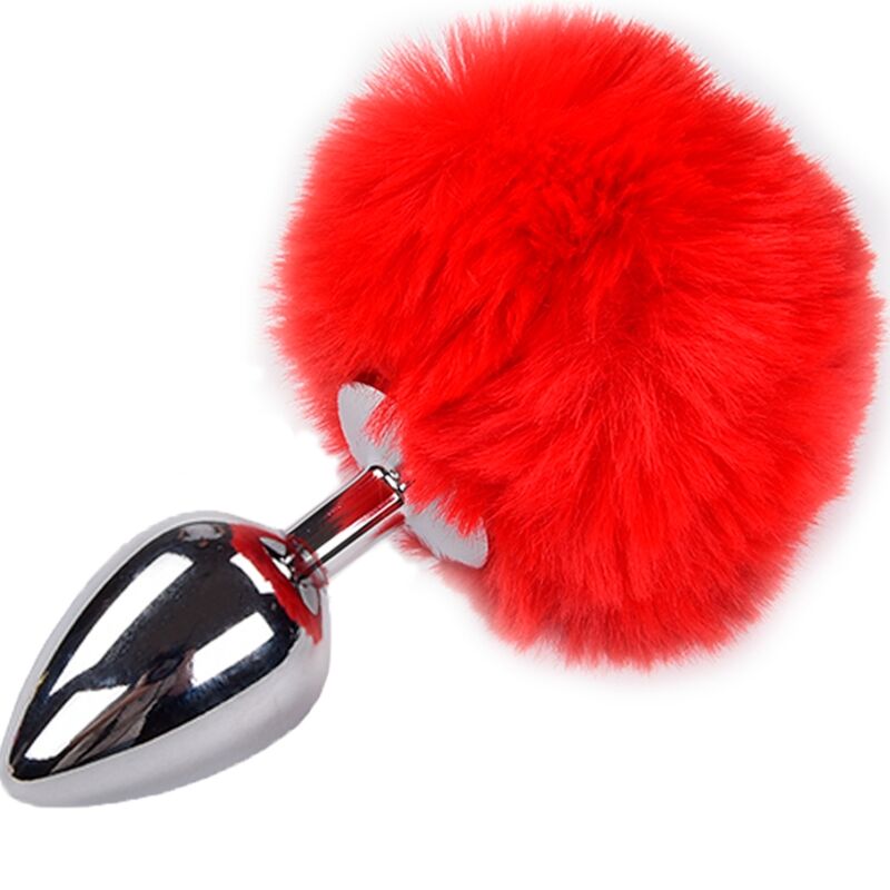 ALIVE – ANAL PLEASURE PLUG SMOOTH METAL FLUFFY RED SIZE L