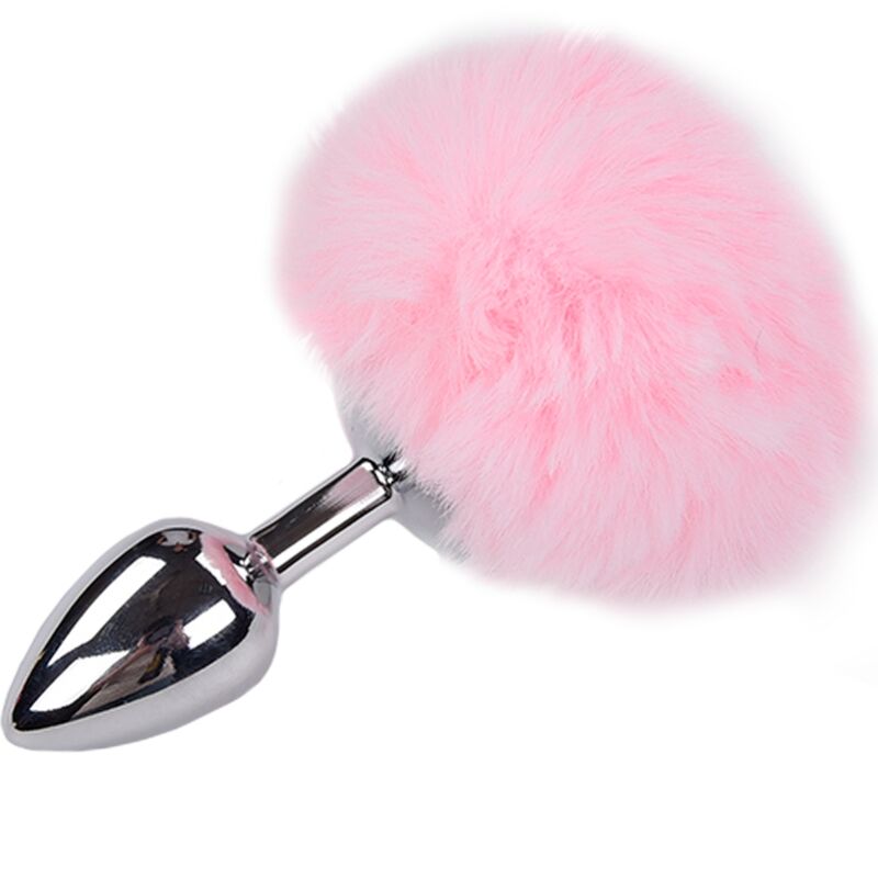 ALIVE – ANAL PLEASURE PLUG SMOOTH METAL FLUFFY PINK SIZE S
