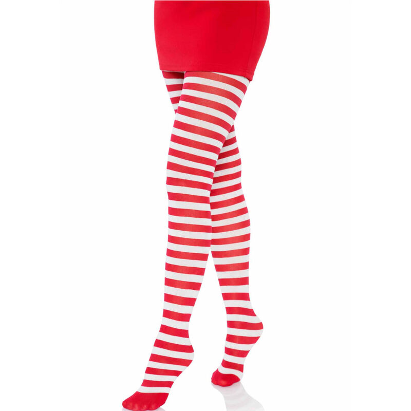 LEG AVENUE – WHITE/RED STRIPED TIGHTS