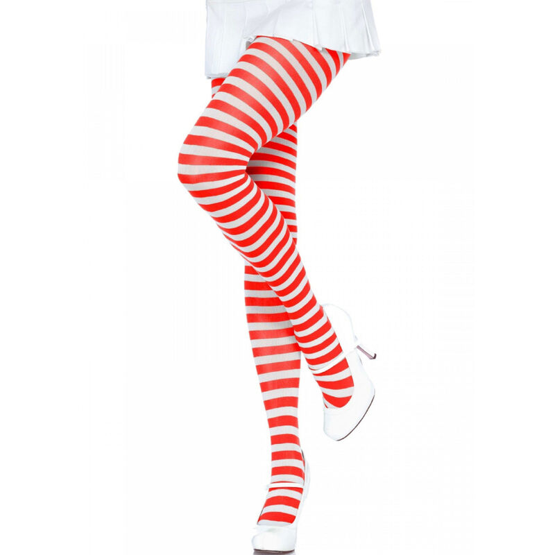 LEG AVENUE – WHITE/RED STRIPED TIGHTS