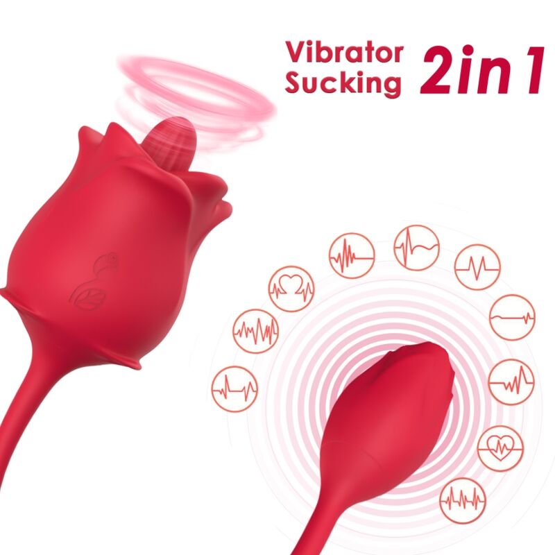 ARMONY – PINK 2 IN 1 SUCTION STIMULATOR  VIBRATOR 10 MODES WITH RED TAIL