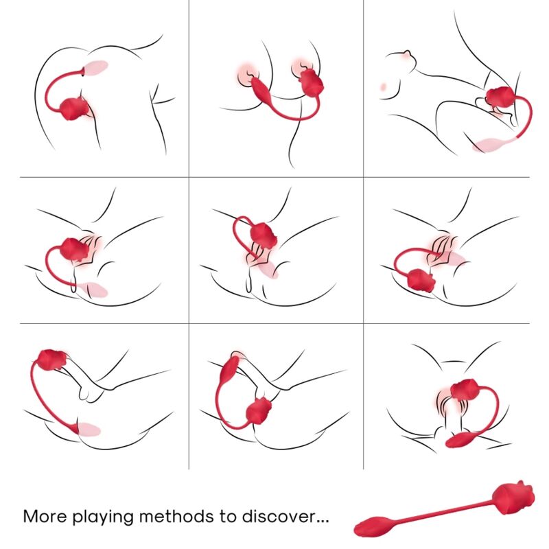 ARMONY – PINK 2 IN 1 SUCTION STIMULATOR  VIBRATOR 10 MODES WITH RED TAIL