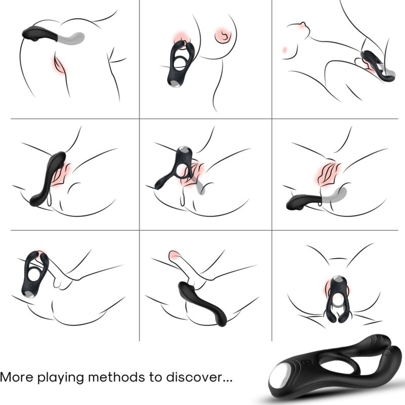 ARMONY – VEYRON DOUBLE VIBRATOR RING TOY FOR COUPLES REMOTE CONTROL BLACK