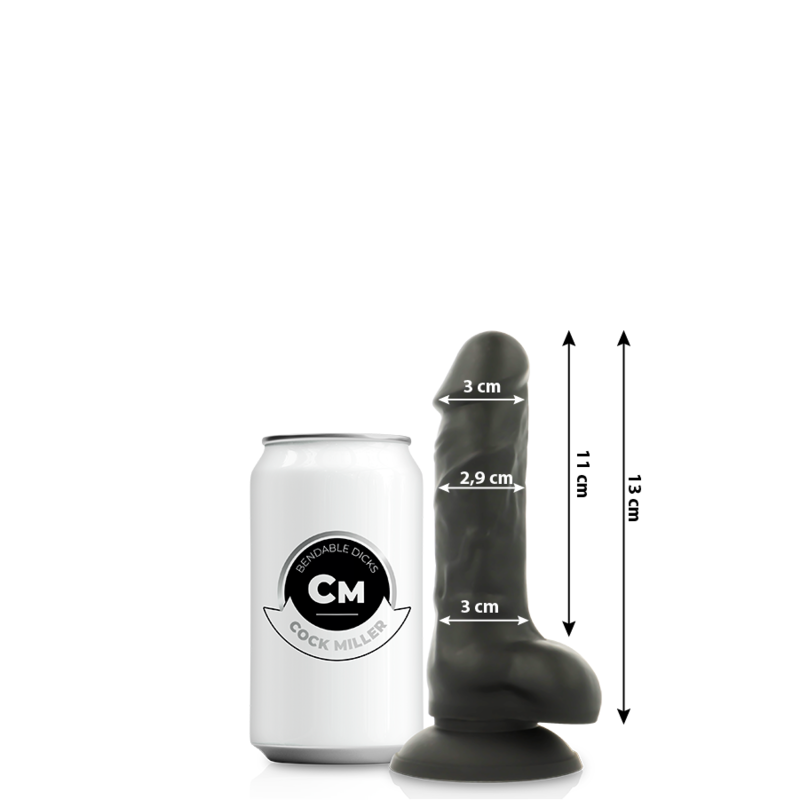 COCK MILLER – SILICONE DENSITY COCKSIL ARTICULABLE BLACK 13 CM