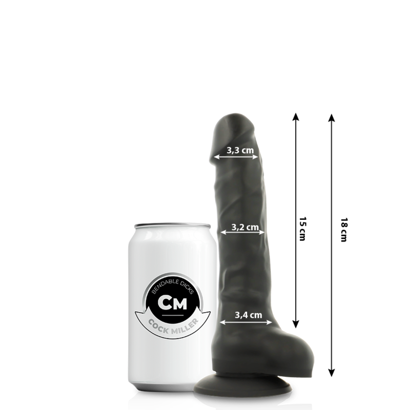 COCK MILLER – DILDO REALISTIC SILICONE DENSITY ARTICULABLE BLACK 18 CM