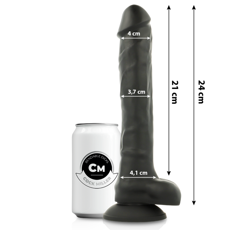 COCK MILLER – SILICONE DENSITY COCKSIL ARTICULABLE BLACK 24 CM