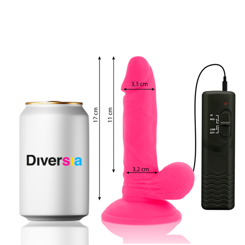 DIVERSIA – FLEXIBLE VIBRATING DILDO PINK 17 CM -O- 3.3 CM