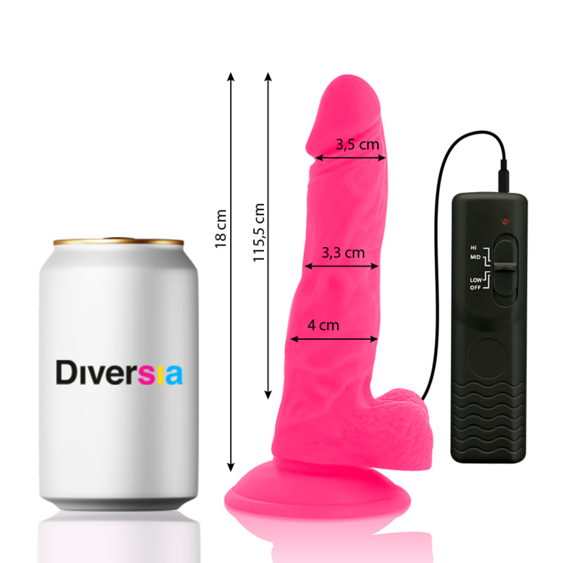 DIVERSIA – FLEXIBLE VIBRATING DILDO PINK 18 CM -O- 4 CM