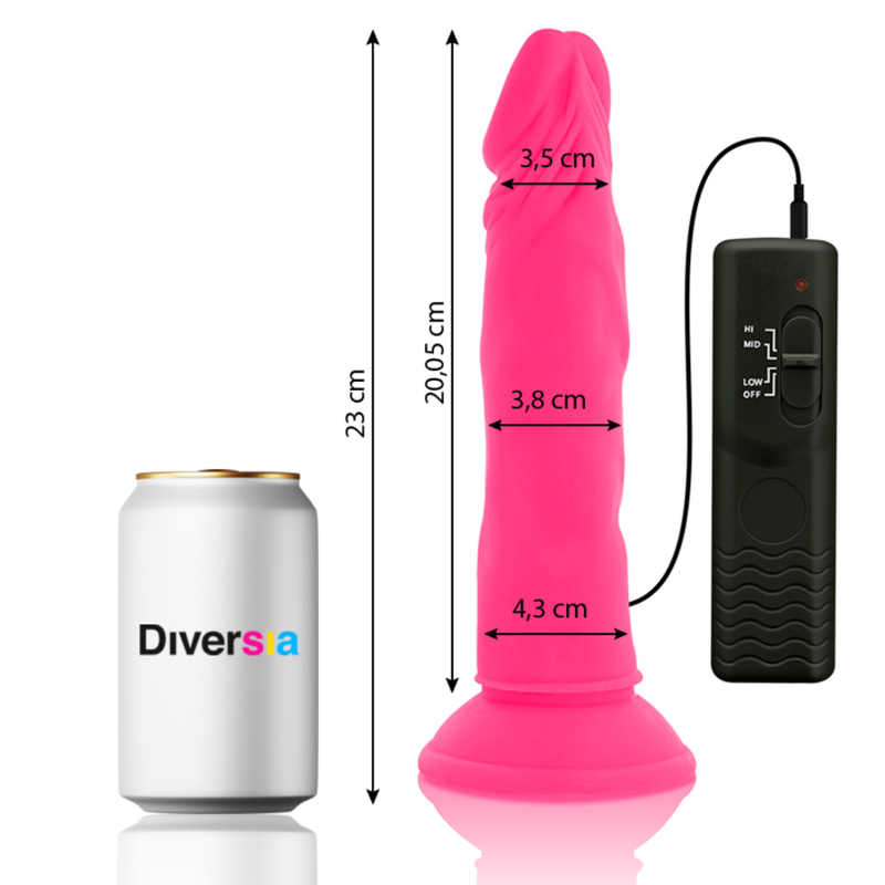 DIVERSIA – FLEXIBLE VIBRATING DILDO PINK 23 CM -O- 4.3 CM