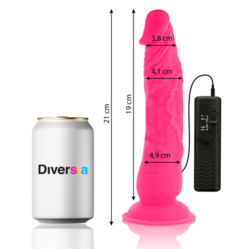 DIVERSIA – FLEXIBLE VIBRATING DILDO PINK 21 CM -O- 4.9 CM